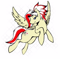 Size: 4096x4051 | Tagged: safe, artist:girrilee, oc, oc only, oc:redsun, pegasus, pony, flying, pegasus oc, simple background, spread wings, wings