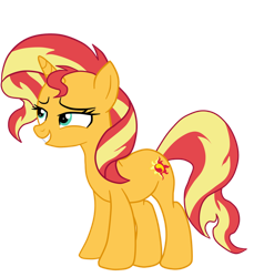 Size: 872x916 | Tagged: safe, artist:gmaplay, sunset shimmer, pony, unicorn, equestria girls, equestria girls specials, g4, my little pony equestria girls: better together, my little pony equestria girls: spring breakdown, female, lidded eyes, mare, palindrome get, simple background, smiling, solo, sunset shimmer day, transparent background