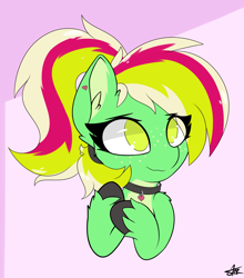 Size: 2200x2500 | Tagged: safe, artist:starmaster, oc, oc only, oc:gumdrops, pegasus, pony, collar, ear fluff, eye clipping through hair, female, freckles, heart, heart earring, high res, hooves, mare, no pupils, pale belly, signature, solo, unshorn fetlocks