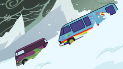 Size: 1000x559 | Tagged: safe, artist:thatradhedgehog, equestria girls, g4, gmc motorhome, racing, the dazzlings tour bus, the rainbooms tour bus, volkswagen, volkswagen bus