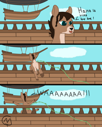 Size: 3102x3884 | Tagged: safe, artist:maître cervidé, oc, oc:aiva, deer, comic, doe, female, funny, high res, jumping, ship, short hair, sky