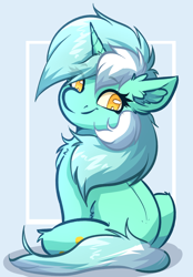 Size: 2112x3032 | Tagged: safe, artist:witchtaunter, lyra heartstrings, pony, unicorn, amogus, amogus eyes, among us, cannot unsee, chest fluff, cute, ear fluff, female, fluffy, l.u.l.s., looking at you, looking back, looking back at you, lyrabetes, mare, meme, no pupils, sitting, smiling, solo, when you see it