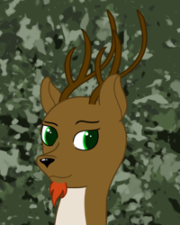 Size: 2270x2838 | Tagged: safe, artist:maitre cervidé, oc, oc only, oc:renn, deer, antlers, beard, deer oc, facial hair, goatee, green eyes, high res, male, non-pony oc