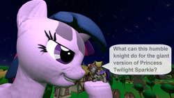 Size: 1920x1080 | Tagged: safe, artist:ask-the-luna-knight, twilight sparkle, oc, bat pony, pony, g4, 3d, female, giantess, macro, source filmmaker, speech bubble, text