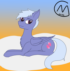 Size: 2836x2854 | Tagged: safe, artist:maître cervidé, oc, oc only, oc:olga cutia, pegasus, pony, cloud, female, high res, on a cloud, short hair, solo