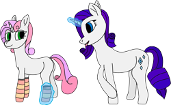 Size: 3719x2290 | Tagged: safe, artist:timcryt, rarity, sweetie belle, pony, g4, clothes, high res, simple background, socks, transparent background