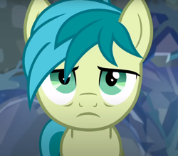 Size: 864x759 | Tagged: safe, screencap, sandbar, earth pony, pony, g4, what lies beneath, bags under eyes, cropped, frown, looking at you, male, solo, stallion, tired