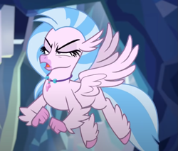 Size: 807x688 | Tagged: safe, screencap, silverstream, classical hippogriff, hippogriff, g4, what lies beneath, cropped, faic, female, jewelry, necklace, solo