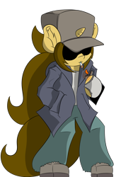 Size: 2374x3611 | Tagged: safe, artist:beigedraws, oc, oc only, oc:beige, pony, unicorn, semi-anthro, arm hooves, clothes, friday night funkin', garcello, hat, high res, jacket, shoes, simple background, smoking, solo, sunglasses, transparent background