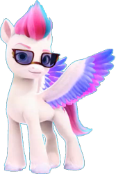 Size: 405x606 | Tagged: safe, edit, edited screencap, editor:pascalmulokozi2, screencap, zipp storm, pegasus, pony, g5, my little pony: a new generation, my little pony: make your mark, my little pony: make your mark chapter 1, my little pony: tell your tale, background removed, colored wings, concave belly, female, mare, multicolored wings, simple background, slender, smiling, solo, spread wings, sunglasses, thin, three quarter view, transparent background, turned head, unshorn fetlocks, wings