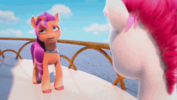 Size: 1280x720 | Tagged: safe, screencap, sunny starscout, zipp storm, earth pony, pegasus, pony, g5, my little pony: make your mark, my little pony: make your mark chapter 1, spoiler:my little pony: make your mark, animated, cute, female, implied izzy moonbow, mare, sound, sunnybetes, webm