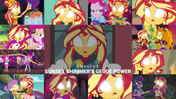 Size: 1974x1111 | Tagged: safe, edit, edited screencap, editor:quoterific, screencap, adagio dazzle, kiwi lollipop, pinkie pie, sci-twi, sunset shimmer, supernova zap, twilight sparkle, water lily (g4), human, blizzard or bust, equestria girls, equestria girls specials, g4, my little pony equestria girls: better together, my little pony equestria girls: forgotten friendship, my little pony equestria girls: holidays unwrapped, my little pony equestria girls: legend of everfree, my little pony equestria girls: mirror magic, my little pony equestria girls: spring breakdown, my little pony equestria girls: sunset's backstage pass, super squad goals, blank eyes, geode of empathy, glowing, glowing eyes, k-lo, magical geodes, postcrush, su-z, white eyes