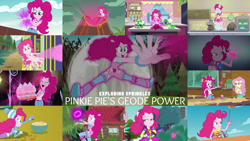 Size: 1960x1103 | Tagged: safe, edit, edited screencap, editor:quoterific, screencap, fluttershy, gummy, pinkie pie, tank, alligator, human, tortoise, blizzard or bust, coinky-dink world, eqg summertime shorts, equestria girls, equestria girls series, g4, holidays unwrapped, my little pony equestria girls: legend of everfree, road trippin, school of rock, super squad goals, spoiler:eqg series (season 2), alligator plushie, bowl, chef's hat, clothes, collage, cupcake, dough, dress, female, food, geode of sugar bombs, hat, magical geodes, male, plushie, ponied up, sleeveless, sprinkles, volcano, winter hat