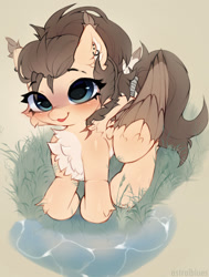 Size: 1280x1695 | Tagged: safe, artist:astralblues, oc, oc only, oc:dima, pegasus, pony, cheek fluff, chest fluff, colored wings, ear fluff, female, mare, solo, two toned wings, wings