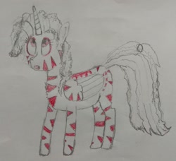 Size: 2393x2182 | Tagged: safe, artist:anonymous, oc, oc only, oc:rampage, alicorn, pony, fallout equestria, fallout equestria: project horizons, alicornified, fanfic art, female, high res, mare, paper, race swap, solo, traditional art