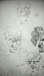 Size: 1460x2525 | Tagged: safe, oc, oc only, oc:rampage, earth pony, pony, fallout equestria, fallout equestria: project horizons, barbed wire, creepy, creepy smile, fanfic art, glasses, lidded eyes, retard, smiling, solo, spiked armor, traditional art