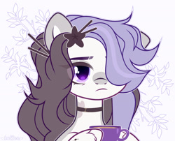 Size: 1920x1554 | Tagged: safe, artist:toffeelavender, oc, earth pony, pony, cup, female, mare, simple background, solo, teacup, white background