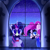 Size: 3000x3000 | Tagged: safe, artist:thebigstuff89, pinkie pie, twilight sparkle, alicorn, earth pony, pony, g4, disguise, facial hair, glasses, groucho mask, high res, looking at you, moustache, night, twilight sparkle (alicorn), window