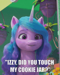 Size: 360x450 | Tagged: safe, edit, edited screencap, screencap, izzy moonbow, pony, unicorn, g5, izzy does it, my little pony: make your mark, my little pony: make your mark chapter 2, spoiler:g5, spoiler:my little pony: make your mark chapter 2, spoiler:mymc02e01, animated, cropped, cute, female, floppy ears, gif, grin, gulp, i watch it for the ears, izzybetes, mare, nervous, nervous smile, smiling, solo, worried