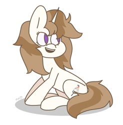 Size: 935x951 | Tagged: safe, artist:mercury may, oc, oc only, oc:fluffymarsh, pony, unicorn, female, happy, mare, purple eyes, simple background, solo, two toned mane, white background