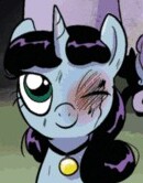 Size: 130x166 | Tagged: safe, idw, official comic, professor inkwell, pony, unicorn, g4, micro-series #8, my little pony micro-series, cropped, female, injured, mare, medal, picture for breezies, scar, smiling, you know for kids