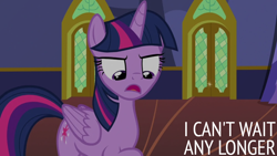 Size: 1920x1080 | Tagged: safe, edit, edited screencap, editor:quoterific, screencap, twilight sparkle, alicorn, pony, fame and misfortune, g4, my little pony: friendship is magic, annoyed, female, mare, open mouth, raised hoof, reaction image, solo, twilight sparkle (alicorn), twilight sparkle is not amused, twilight's castle, unamused