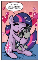 Size: 750x1149 | Tagged: safe, artist:brenda hickey, idw, smarty pants, twilight sparkle, pony, unicorn, g4, cute, dialogue, female, filly, foal, heart, solo, twiabetes, unicorn twilight, younger