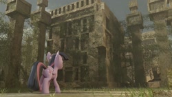 Size: 1280x720 | Tagged: safe, artist:skytails, twilight sparkle, alicorn, pony, g4, 3d, blender, facing away, female, mare, ruins, solo, twilight sparkle (alicorn)