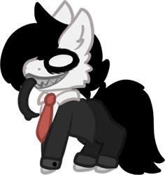Size: 1646x1741 | Tagged: safe, artist:michini, oc, oc only, oc:turanten, :p, clothes, necktie, simple background, solo, suit, tongue out, transparent background