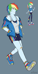 Size: 785x1504 | Tagged: safe, artist:elioo, rainbow dash, human, equestria girls, g4, clothes, clothing redesign, female, solo, tomboy