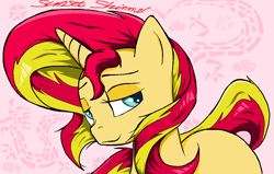Size: 1278x814 | Tagged: safe, artist:sallycars, sunset shimmer, pony, unicorn, g4, cute, female, looking at you, mare, ms paint, simple background, smiling, solo
