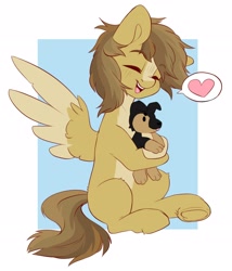 Size: 2556x2980 | Tagged: safe, alternate character, alternate version, artist:cheekipone, artist:plushypuppy, oc, oc:buttercup, pegasus, pony, cute, eyes closed, happy, heart, high res, male, open mouth, open smile, plushie, smiling, solo, underhoof