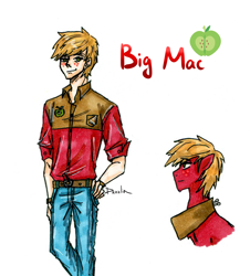 Size: 5670x6261 | Tagged: safe, artist:daazzlin, big macintosh, earth pony, human, pony, g4, humanized, male, simple background, white background