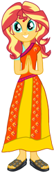 Size: 1037x3218 | Tagged: safe, artist:chrismc373, sunset shimmer, human, equestria girls, g4, clothes, dress, female, indian, sari, simple background, smiling, solo, transparent background