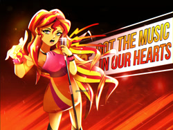 Size: 1920x1440 | Tagged: safe, artist:granatty, sunset shimmer, human, equestria girls, g4, female, microphone, singing, solo