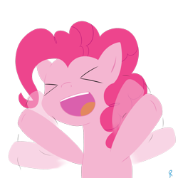 Size: 2000x2000 | Tagged: safe, artist:reinbou, pinkie pie, earth pony, pony, g4, ><, cute, eyes closed, happy, high res, png, simple background, solo, transparent background, waving