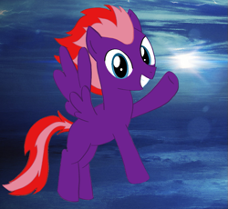 Size: 681x627 | Tagged: safe, anonymous artist, oc, oc:peppermint swirl, pegasus, pony, male, smiling, solo, stallion, waving