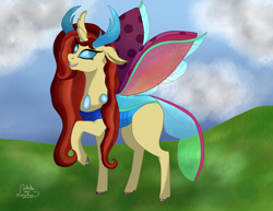 Size: 3878x3000 | Tagged: safe, artist:loopina, oc, oc:miosha, changedling, changeling, dragonfly, insect, female, high res