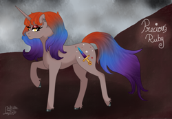 Size: 3731x2575 | Tagged: safe, artist:loopina, oc, oc only, oc:precious ruby, pony, unicorn, female, high res, mare, signature, solo