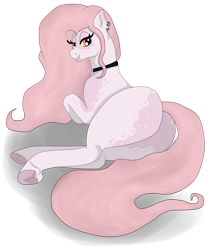 Size: 2860x3300 | Tagged: safe, artist:loopina, oc, oc only, oc:crystal rose, earth pony, pony, bedroom eyes, butt, female, high res, large butt, looking at you, mare, plot, sexy, simple background, solo, transparent background