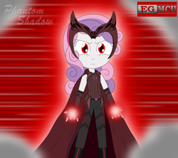 Size: 3600x3200 | Tagged: safe, artist:phantomshadow051, sweetie belle, human, equestria girls, g4, crossover, female, high res, marvel, marvel cinematic universe, red eyes, scarlet witch, solo, wandavision