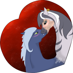 Size: 4408x4407 | Tagged: safe, artist:loopina, bat pony, zebra, couple, gay, gift art, holiday, love, male, romantic, valentine's day