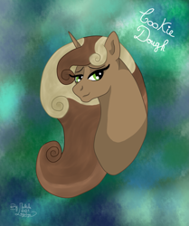 Size: 2417x2890 | Tagged: safe, oc, oc:cookie dough, pony, unicorn, bust, female, gift art, high res