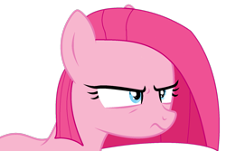 Size: 1595x1066 | Tagged: safe, artist:mint-light, artist:twilyisbestpone, pinkie pie, earth pony, pony, g4, angry, base used, female, frown, glare, mare, pinkamena diane pie, pinkie pie is not amused, simple background, solo, transparent background, unamused, when she doesn't smile