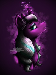 Size: 750x1000 | Tagged: safe, artist:deleetrix, opaline arcana, alicorn, pony, g5, my little pony: make your mark, spoiler:g5, aside glance, bust, digital art, female, glowing, glowing horn, horn, lidded eyes, looking at you, mare, profile, solo