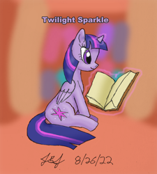 Size: 972x1081 | Tagged: safe, artist:jobeevrai, twilight sparkle, alicorn, pony, g4, book, full body, levitation, magic, magic aura, reading, side view, sitting, solo, telekinesis, twilight sparkle (alicorn)