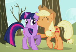 Size: 1050x720 | Tagged: safe, screencap, applejack, twilight sparkle, earth pony, pony, unicorn, g4, my little pony: friendship is magic, season 2, secret of my excess, cropped, duo, unicorn twilight