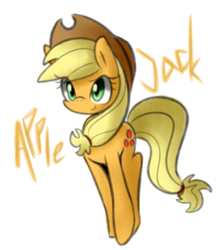 Size: 865x991 | Tagged: safe, alternate version, artist:maren, applejack, earth pony, pony, g4, 2013, cute, female, jackabetes, mare, old art, simple background, smiling, solo, white background