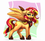 Size: 1000x913 | Tagged: safe, artist:inkypuso, sunset shimmer, alicorn, pony, alicornified, commission, female, lidded eyes, mare, peytral, race swap, shimmercorn, solo