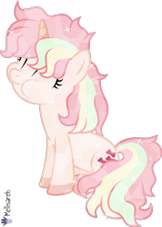 Size: 4000x5609 | Tagged: safe, artist:melisareb, oc, oc:candy (kleptocorns), crystal pony, pony, unicorn, .svg available, absurd resolution, crossover, eyes closed, female, kleptocorns, mare, munching, simple background, sitting, solo, transparent background, vector